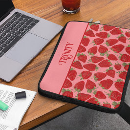 Funda Para Portátil Fresas rojas maduras en rosado personalizadas