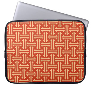 Funda Para Portátil Fret chino Art Deco, Naranja mandarín