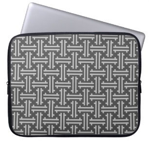 Funda Para Portátil Fret chino Art Deco, plateado y gris gráfico
