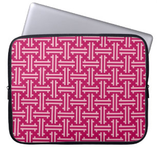 Funda Para Portátil Fret chino Art Deco, rosa fucsia
