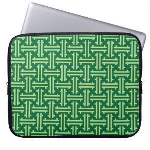 Funda Para Portátil Fret chino Art Deco, verde jade