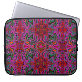 Funda Para Portátil Frio Patrón Ondulado Magenta, Rojo y Verde Trippy