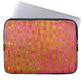 Funda Para Portátil Frios zigzags abstractos rojos y amarillos atómico