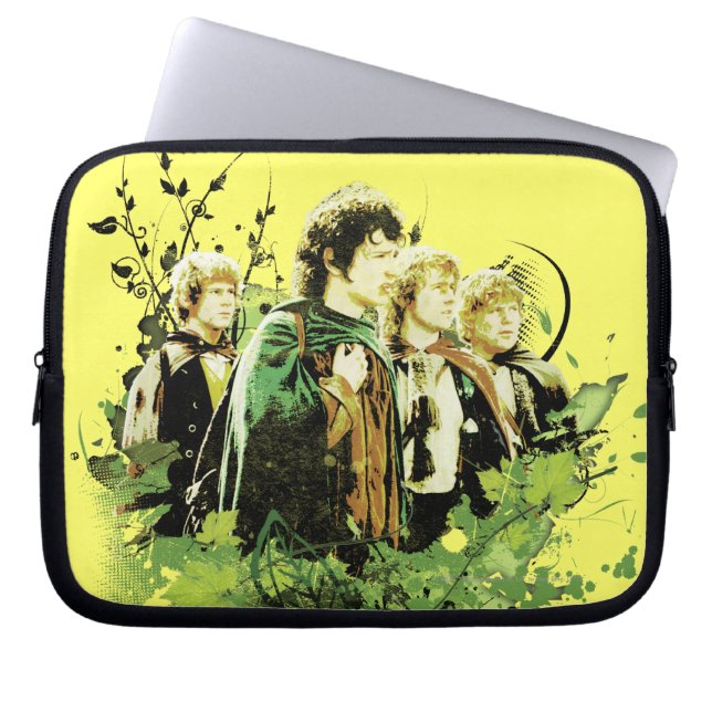 Funda Para Portátil FRODO™ con colección de vectores de Hobbits (Frente)