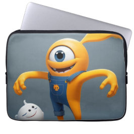 Funda Para Portátil „Fröhliches Einaugenmonster mit Geisterfreund“