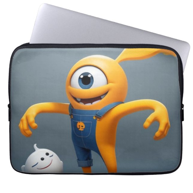 Funda Para Portátil „Fröhliches Einaugenmonster mit Geisterfreund“ (Frente)