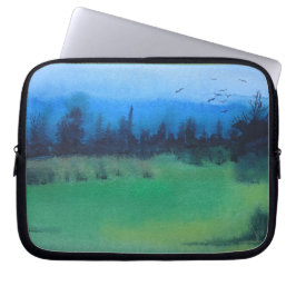 Funda Para Portátil frondosos y contemporáneos bosques verdes y negros