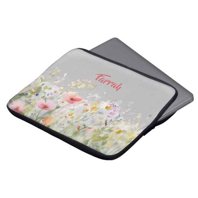 Funda Para Portátil Frontera de flores silvestres personalizada (Superior anverso)