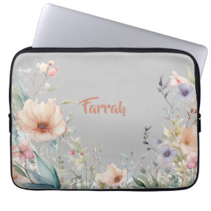 Funda Para Portátil Frontera de flores silvestres personalizada