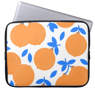 Funda Para Portátil Fruta naranja: Exquisito patrón azulado.