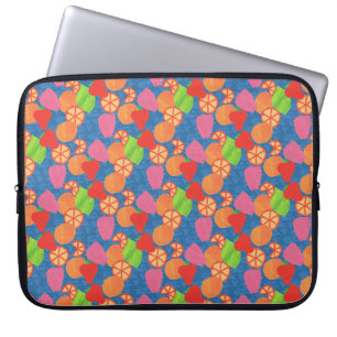 Funda Para Portátil Frutas de Verano Coloridas sobre Azul Profundo