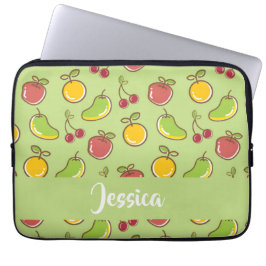 Funda Para Portátil Frutas frescas de verano, patrón verde