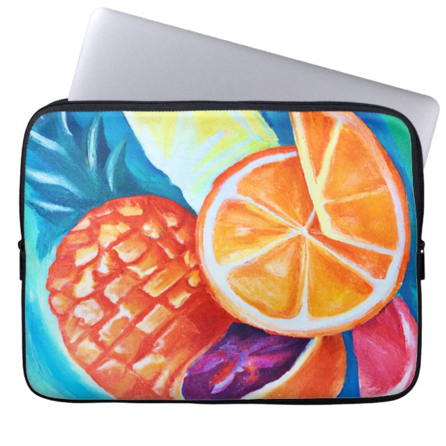 Funda Para Portátil Frutas tropicales de neón coloridas (Frente)