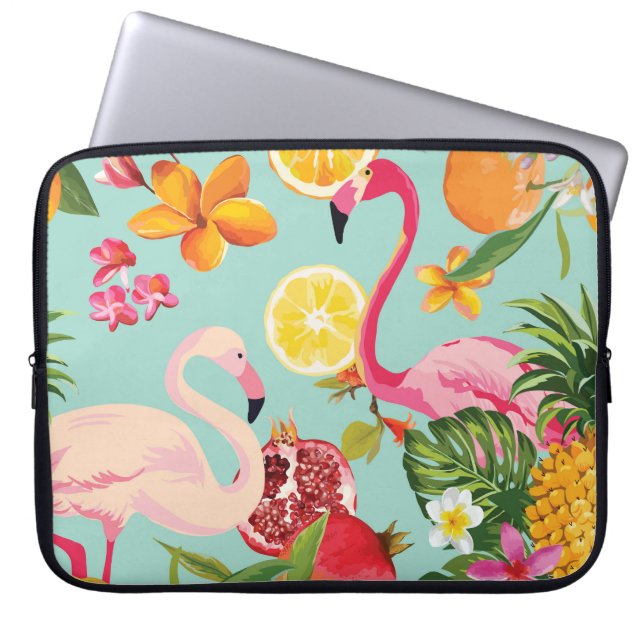 Funda Para Portátil Frutas tropicales Flamingo Vintage (Frente)