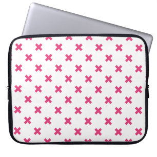 Funda Para Portátil Fuchsia cruza puntos en blanco