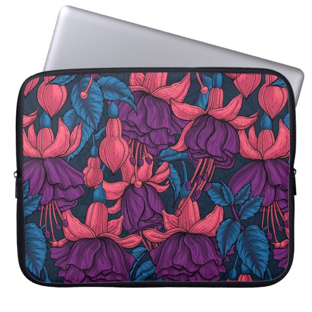 Funda Para Portátil Fuchsia en azul y púrpura (Frente)