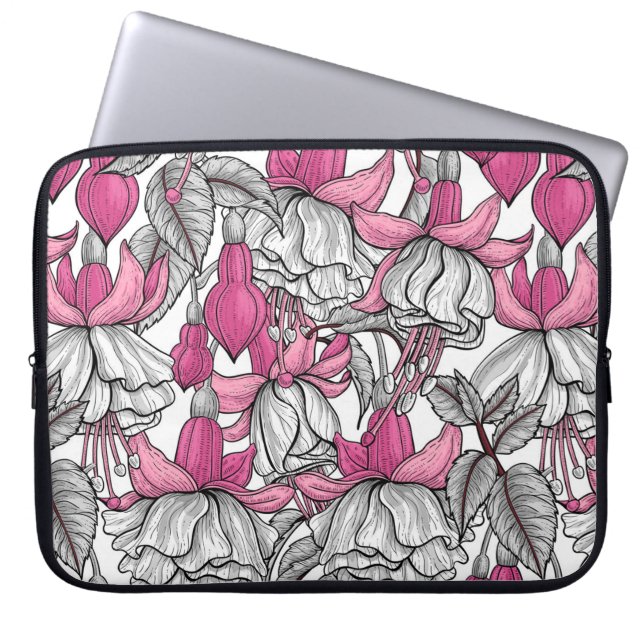 Funda Para Portátil Fuchsia en blanco y rosa (Frente)