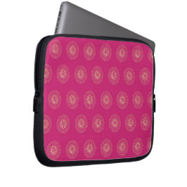Funda Para Portátil Fuchsia | Golden Zinnia Flower Medallions
