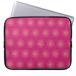 Funda Para Portátil Fuchsia | Golden Zinnia Flower Medallions