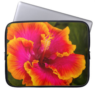 Funda Para Portátil Fuchsia hawaiana y el Naranja Hibiscus Wetsuit