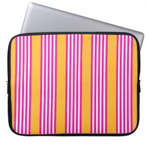 Funda Para Portátil Fuchsia y amarillo cinco rayas