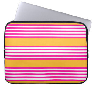 Funda Para Portátil Fuchsia y amarillo cinco rayas