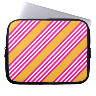 Funda Para Portátil Fuchsia y amarillo cinco rayas