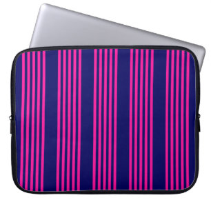 Funda Para Portátil Fuchsia y azul marino de cinco rayas patrón