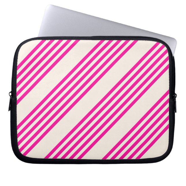 Funda Para Portátil Fuchsia y beige cinco rayas (Frente)