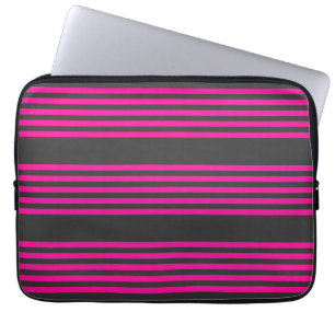 Funda Para Portátil Fuchsia y carbón vegetal de cinco rayas