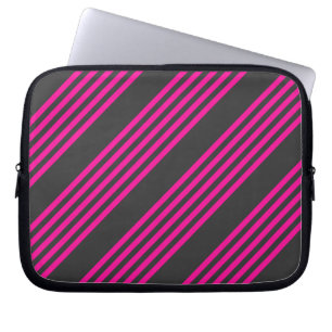 Funda Para Portátil Fuchsia y carbón vegetal de cinco rayas