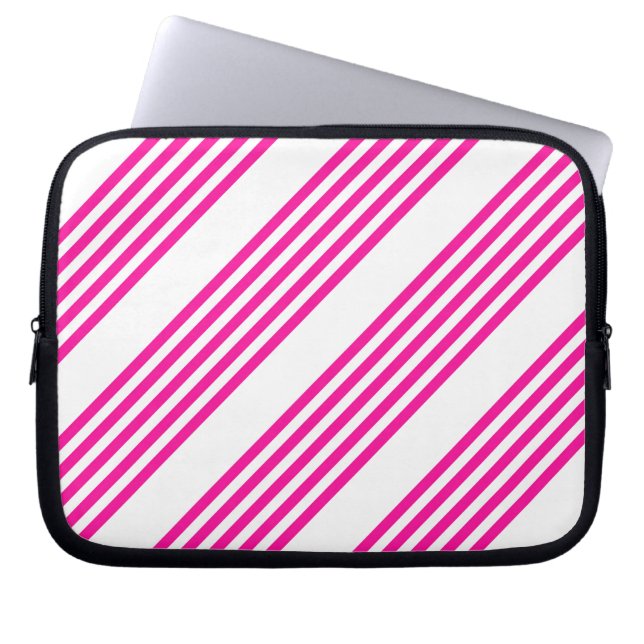 Funda Para Portátil Fuchsia y cinco rayas blancas (Frente)