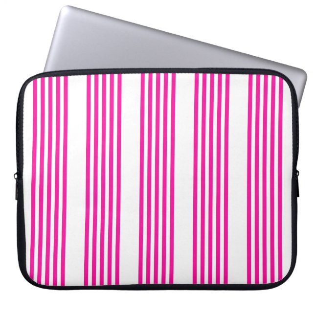 Funda Para Portátil Fuchsia y cinco rayas blancas (Frente)