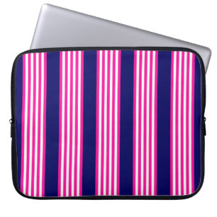 Funda Para Portátil Fuchsia y cinco rayas blancas con azul