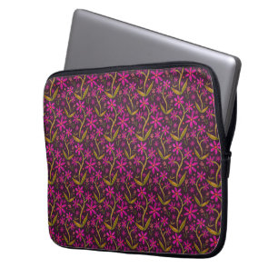 Funda Para Portátil Fucsia Margaritas danzantes de acuarela