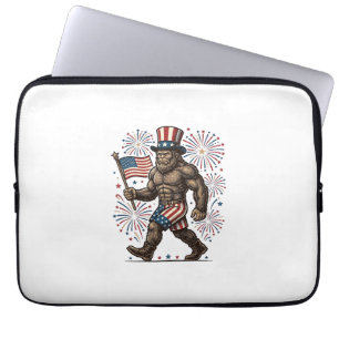 Funda Para Portátil Fuegos Artificiales Patrióticos Sasquatch Grabado 