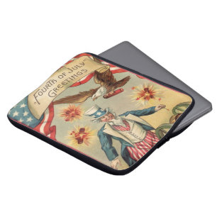 Funda Para Portátil Fuegos artificiales vintage del 4 de julio con Tío