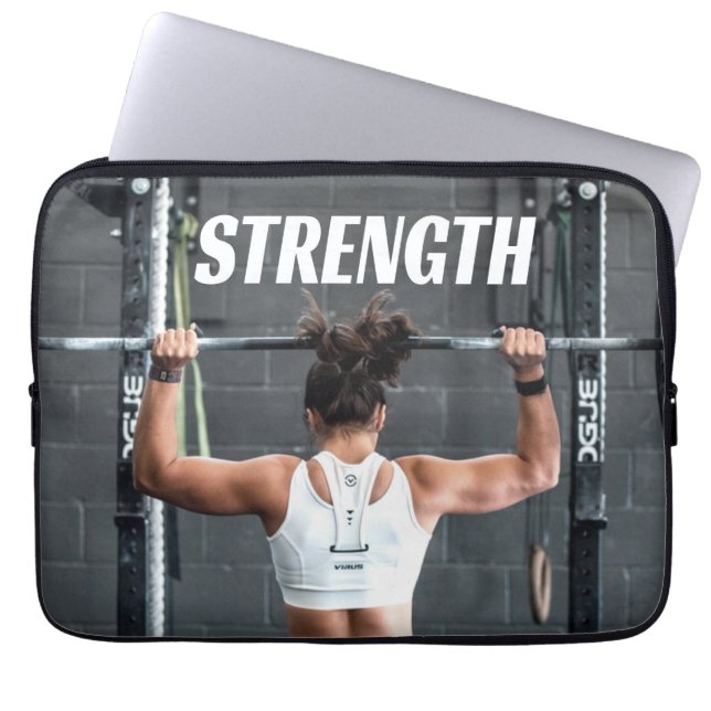Funda Para Portátil Fuerza Fitness Mujeres Músculo Peor Motivación (Frente)