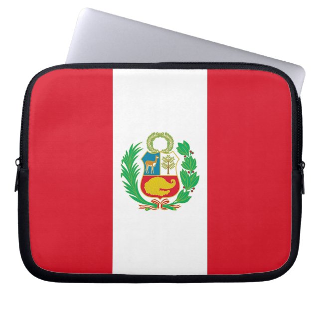 Funda Para Portátil Fuga de portátiles Bandera de Perú (Frente)