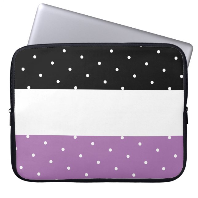 Funda Para Portátil Fun Doted Black Lavender Purple White Stripes (Frente)