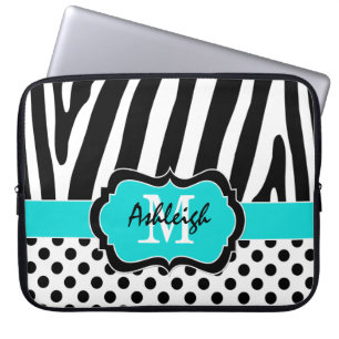 Funda Para Portátil funda de portátil Aqua Black Zebra Stripes Polka D