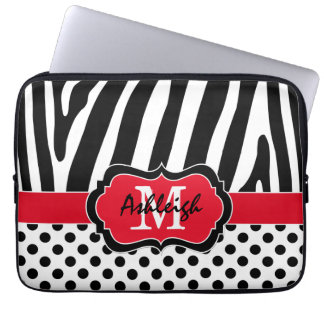 Funda Para Portátil funda de portátil de 13" Red Black Zebra Stripes P