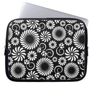 Funda Para Portátil funda de portátil floral en blanco y negro