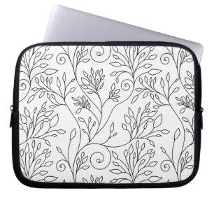 Funda Para Portátil Funda de portátil floral en blanco y negro
