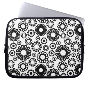 Funda Para Portátil Funda de portátil floral en blanco y negro