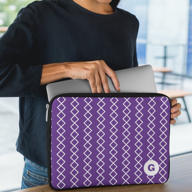 Funda Para Portátil Funda de portátil Geométrica Violet Purple Monogra (Subido por el creador)