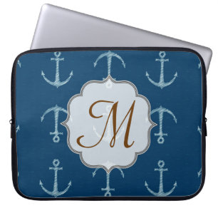 Funda Para Portátil Funda de portátil monograma de vela de 15" de ancl