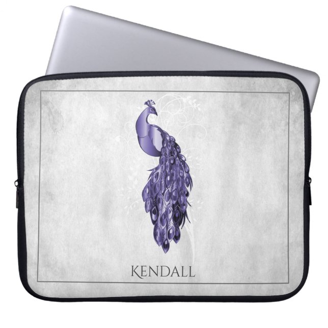 Funda Para Portátil Funda de portátil Purple Elegent Peacock personali (Frente)