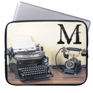 Funda Para Portátil Funda de portátil Retro Monograma de Escritor de T