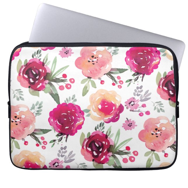 Funda Para Portátil Funda de portátil rosa floral (Frente)